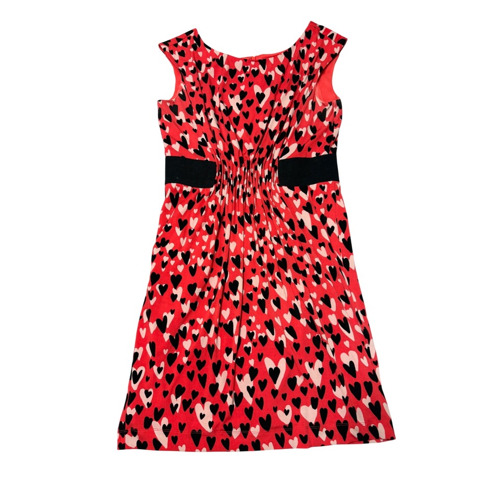 Jessica Simpson Sheath Dress 10‎ Red Heart Sleeveless Black White Cinch Waist